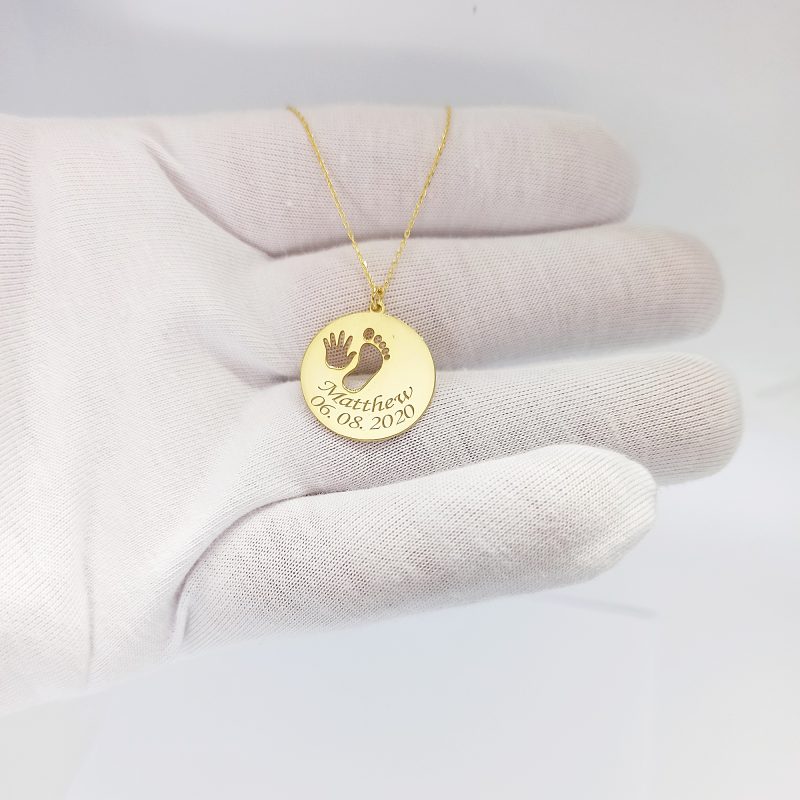 Engraved Baby Feet Necklace