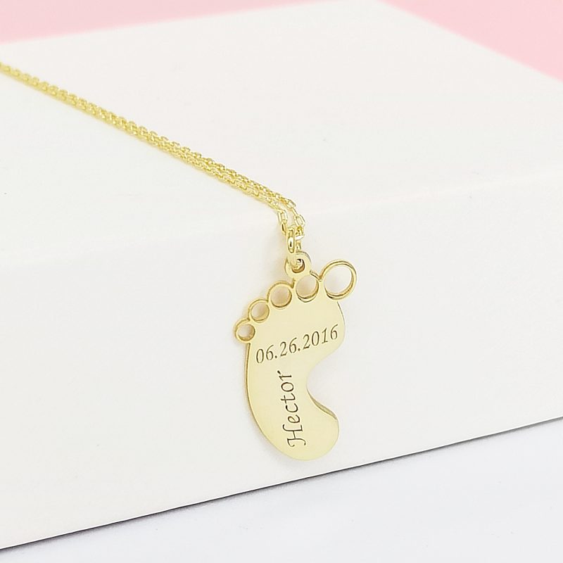 Footprint Necklace Gold For Mother