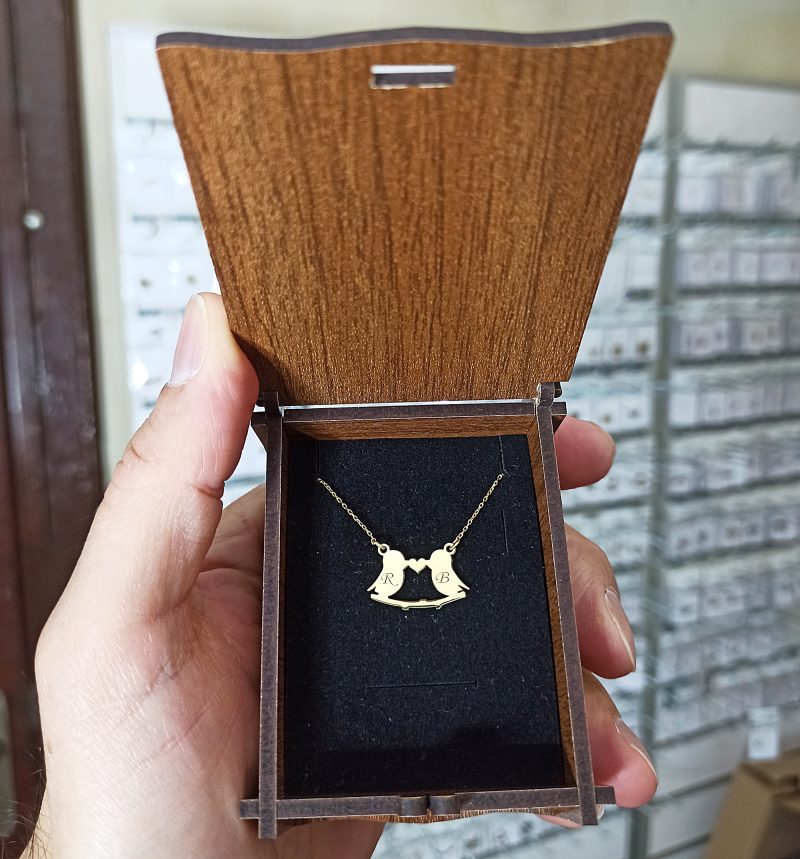 Kalpli Kuşlar Baş Harfli Kolye 925 Ayar Gümüş - Görsel 2