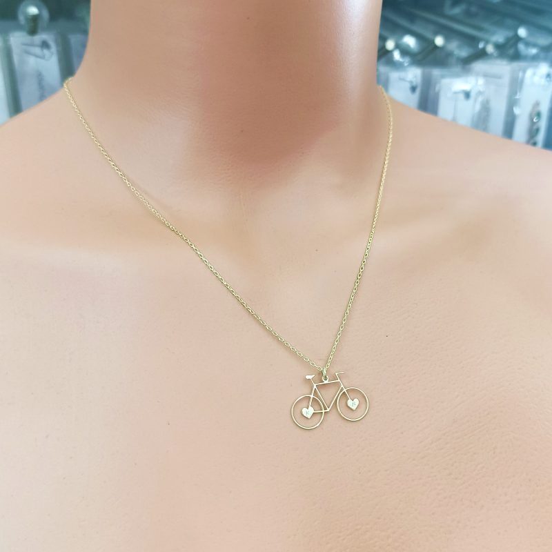 Bisiklet Model Baş Harf Kolye 925 Gümüş - Görsel 6