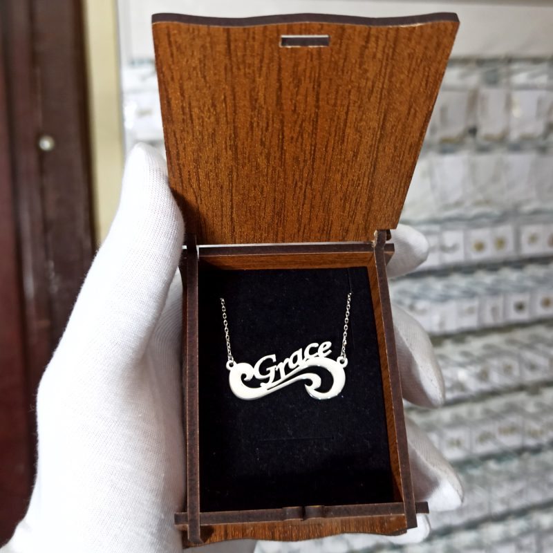 925 Ayar Gümüş Kişiye Özel İsimli Kolye DZG34 - Görsel 4