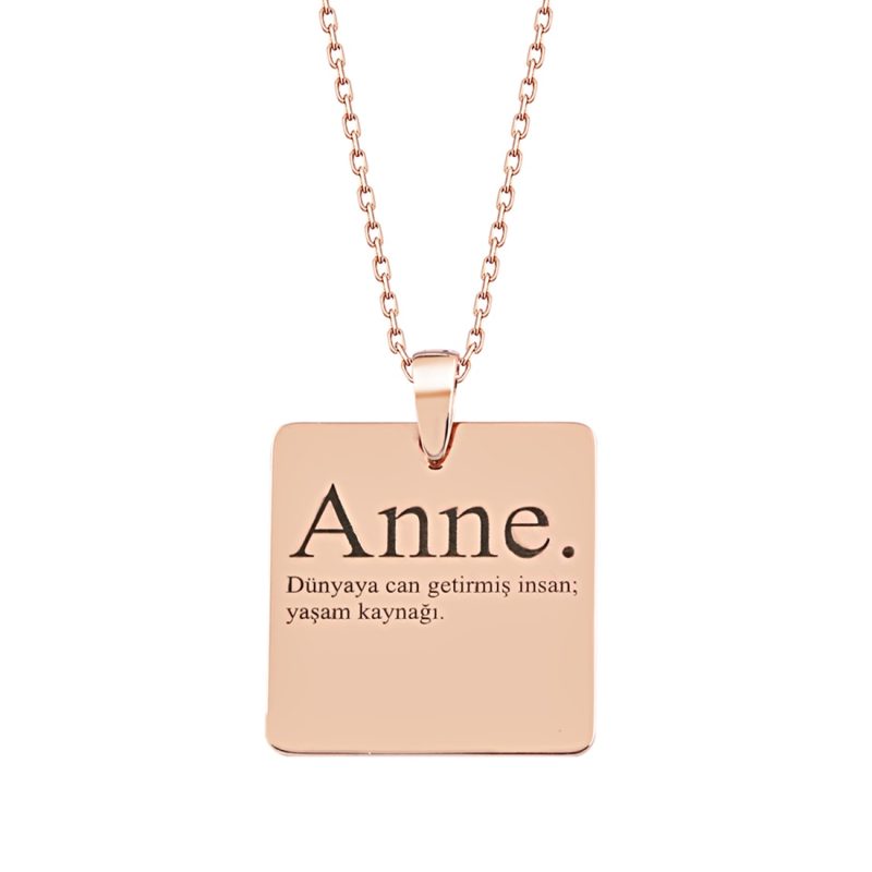 Anne Ve Anlamı Yazılı Kolye 925 Ayar Gümüş DZG218