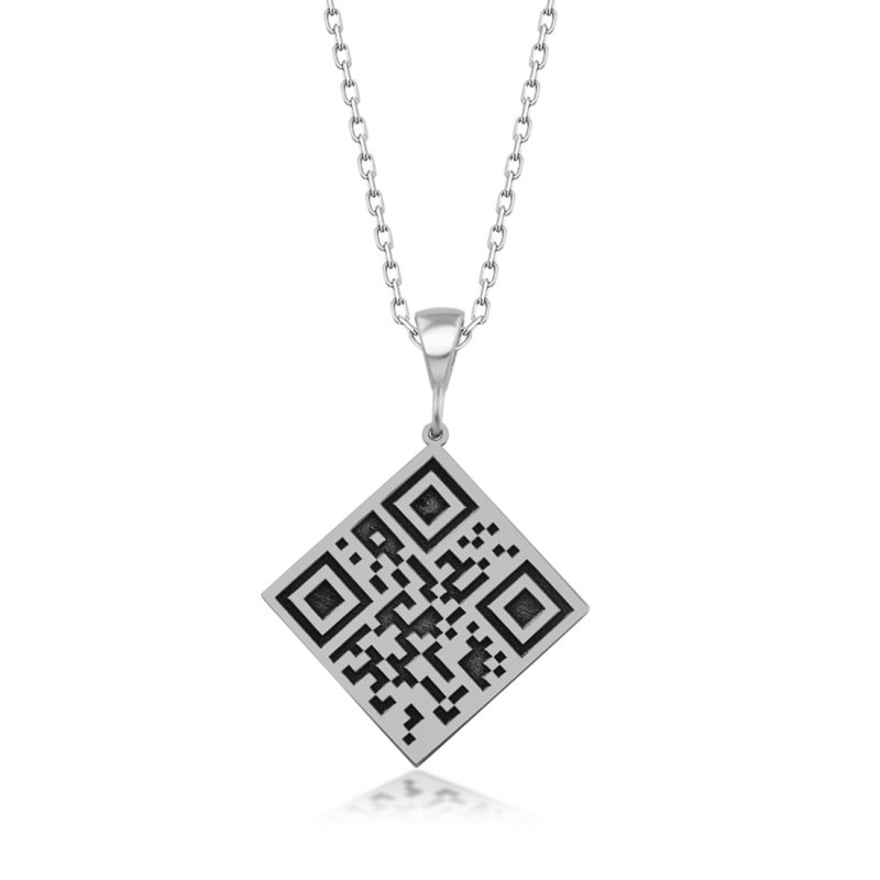 Kişiye Özel QR Kodlu Kolye 925 Ayar Gümüş DZG309