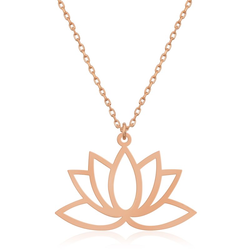 Lotus Çiçeği Kolyesi 925 Ayar Gümüş DZG738 - Görsel 2