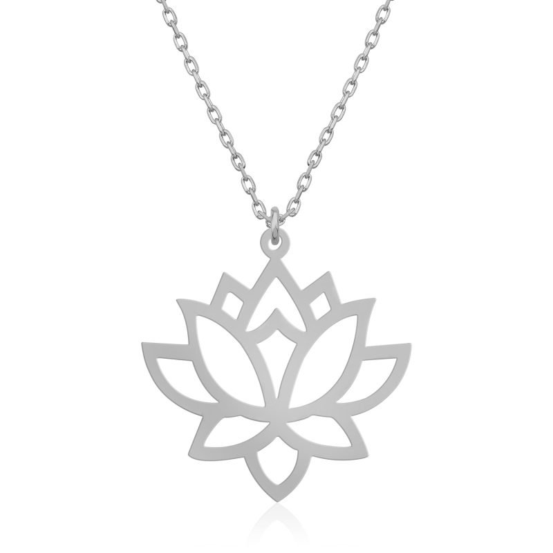 Lotus Çiçeği Kolyesi 925 Ayar Gümüş DZG739 - Görsel 2