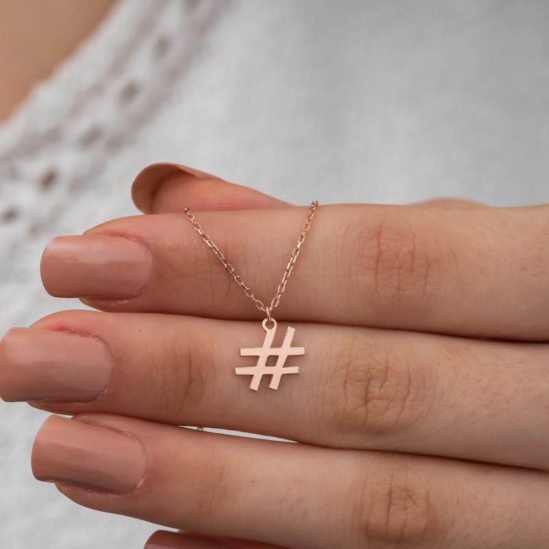Hashtag Kolye 925 Ayar Gümüş DZG803 - Görsel 3