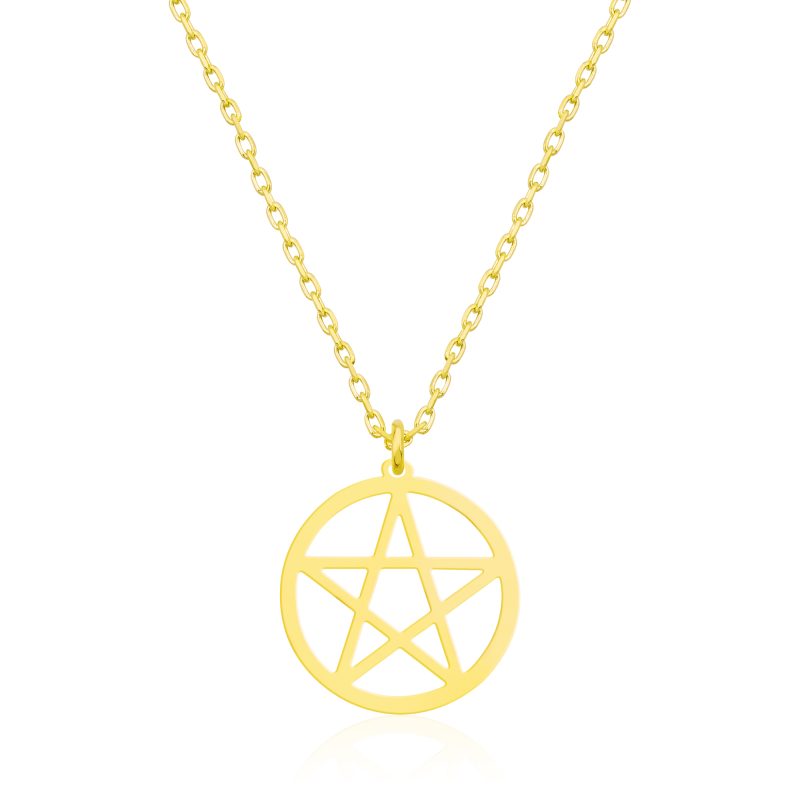 14 Ayar Altın Pentagram Kolye DZG837 - Görsel 2