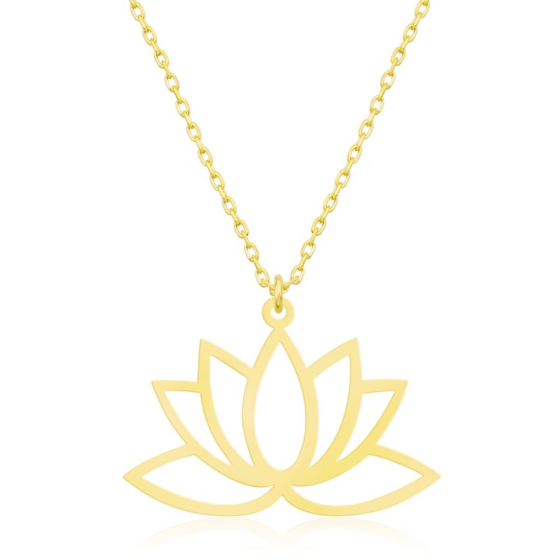 14 Ayar Altın Lotus Çiçeği Kolye DZG815 - Görsel 2