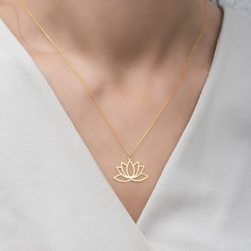 14 Ayar Altın Lotus Çiçeği Kolye DZG815