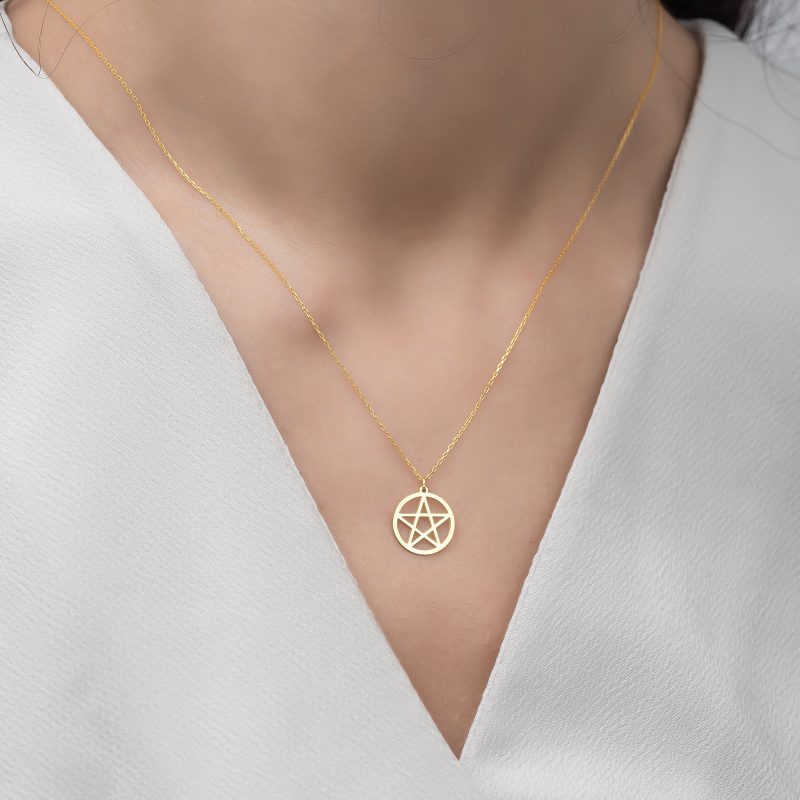 14 Ayar Altın Pentagram Kolye DZG837