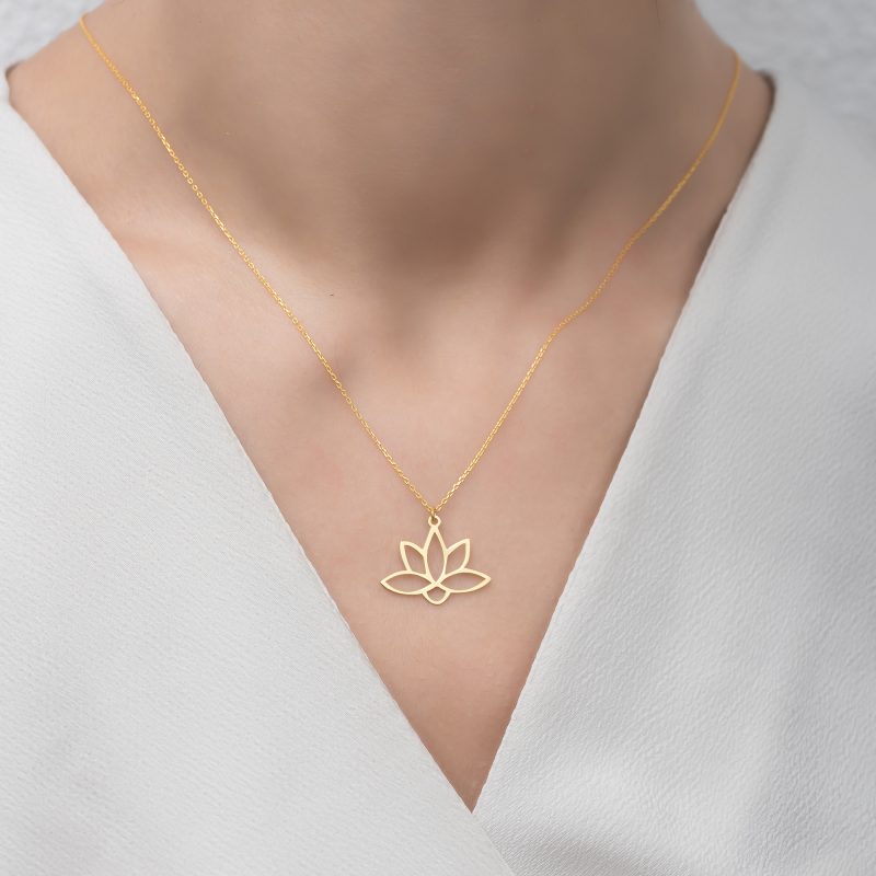 14 Ayar Altın Lotus Çiçeği Kolye DZG814