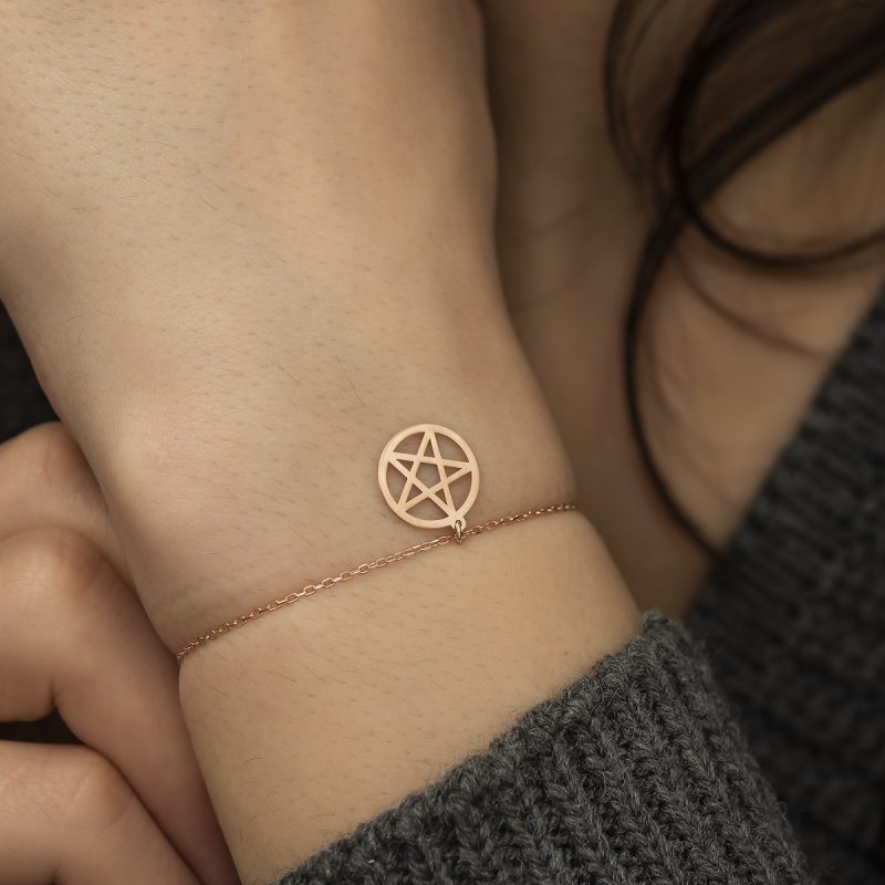 Pentagram Bileklik 925 Ayar Gümüş DZG962 - Görsel 4